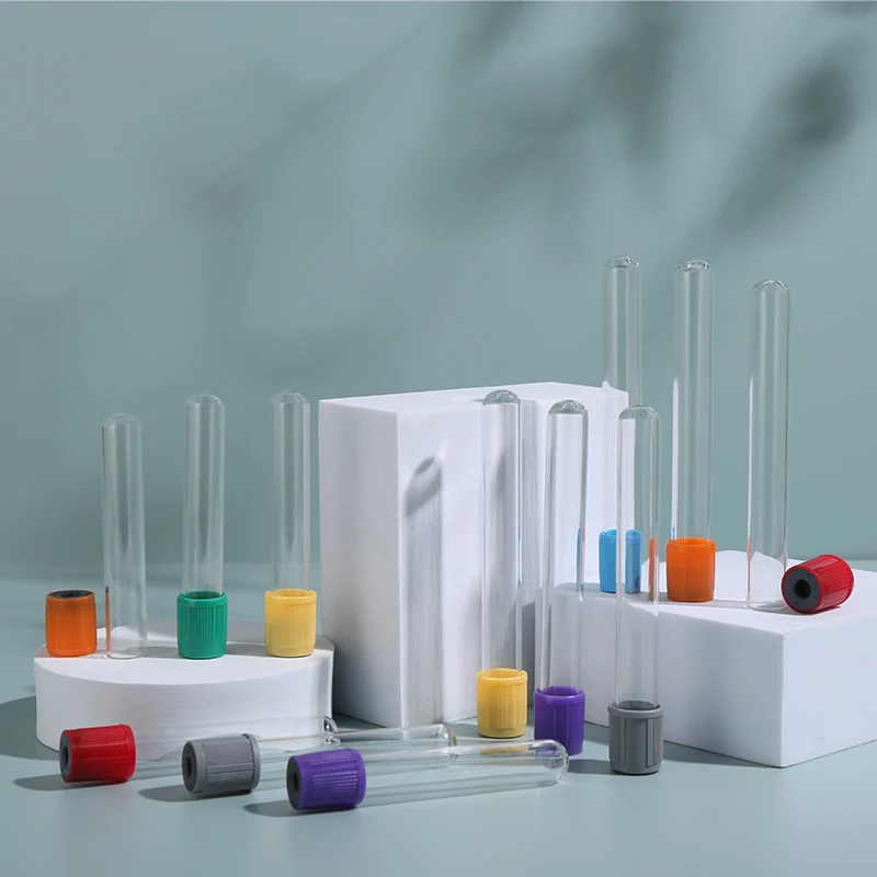 Round flat multifunction air tight leakproof disposable vacuum plastic blood test sample collection tube with screw cap