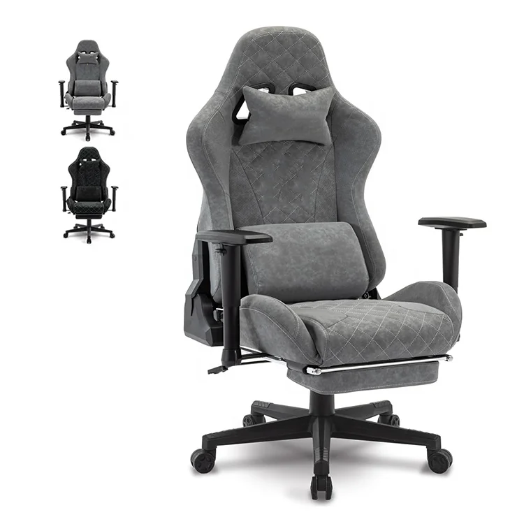 Custom Anji Cheapest Recliner Speaker 4d Massage Silla Gamer Grey Racer Racing Computer Game Chair Gaming Chair with Footrest