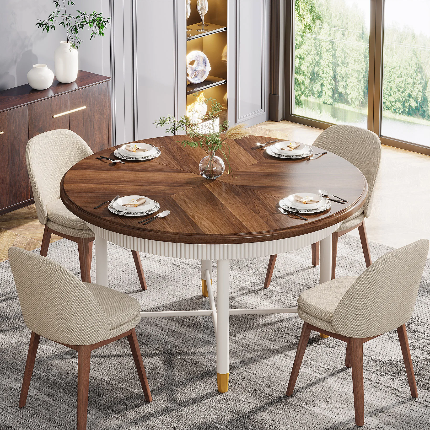Home Office Easy Assembly Dining Table Wood Modern Nordic Dining Table 6