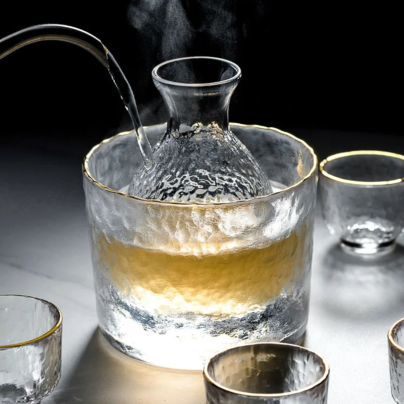 Handmade Creative Japanese Hammered Mini Liquor Shot Glasses Cups Sake Set with gift box