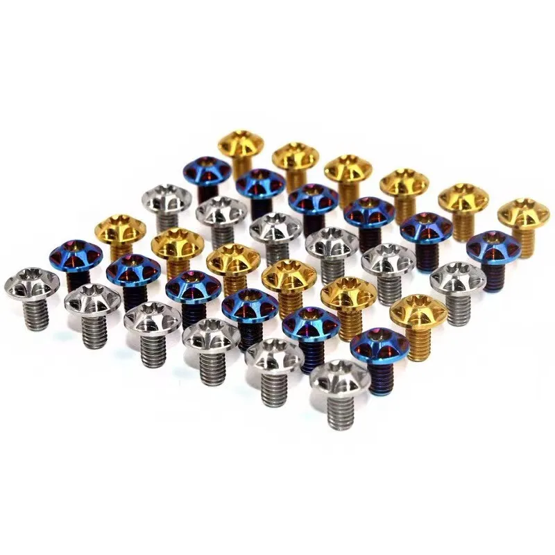 OEM accept Grade5 Ti6Al4V colorful black rainbow torx shell disc head M4x8mm Motorcycle helmet titanium bolts screws for SHOEI