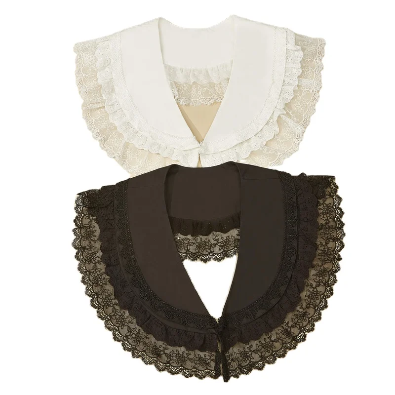 2023 new style big shawl production made of cotton and decorated with lace