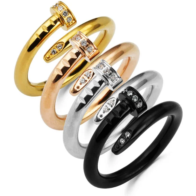 New designer luxury brand ring titanium steel gypsophila diamond ring stainless steel nail spiral plating ring