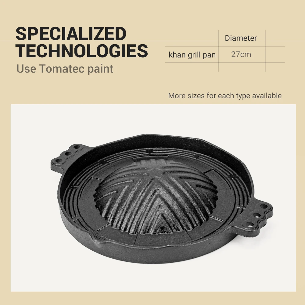 Cookercool Free Sample non stick Thai Pot Round Cast Iron Pre-seasoned cookware mookata plates grill pan