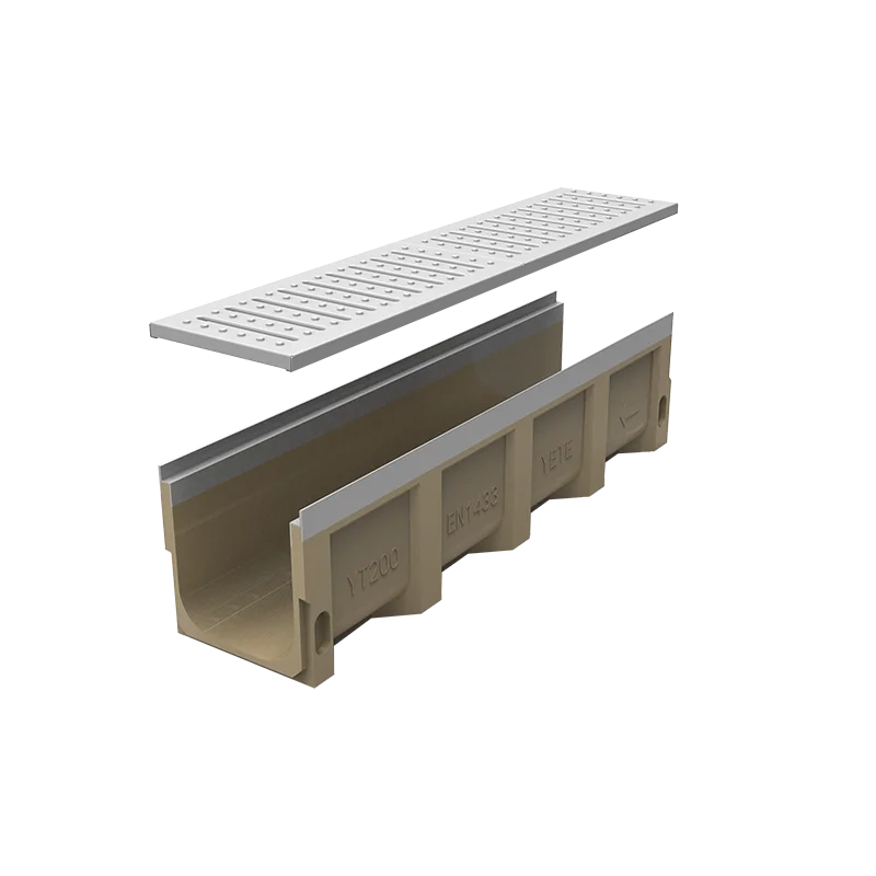 Manufacturer 300*300 mm CO Polymer concrete trench drain with Ductile Iron grating for surface gully drainage system