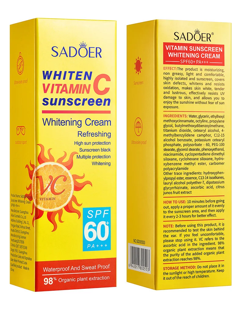 New Moisturizer vitamin C Sunscreen Multi-effect Cream Instant Whitening Cream Good Quality Body Skin Whitening Cream