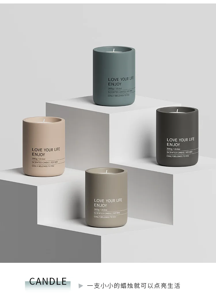 DM619 Colored 10.6 Oz Vessels Luxury Home Decor Candle Making Jars Matte Empty Natural Scented Concrete Cement Candle Jars