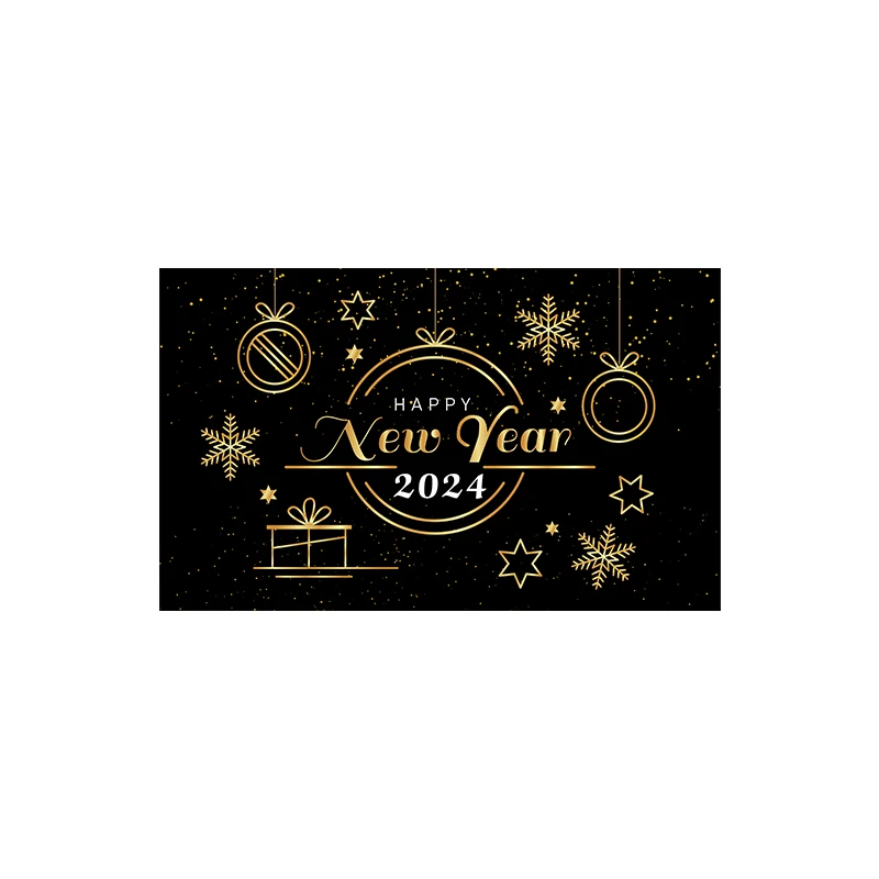 Happy New Year Party Backdrop Fabric Sign Poster Banner with Pattern Firework for New Year Party Decoration Photo Background