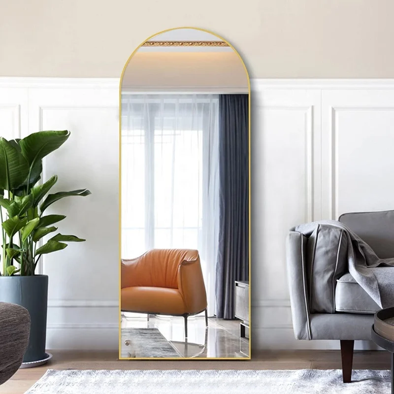 Top Fashion Breakage-proof Clear Images Arch Full Length Floor Mirror with Metal Frame