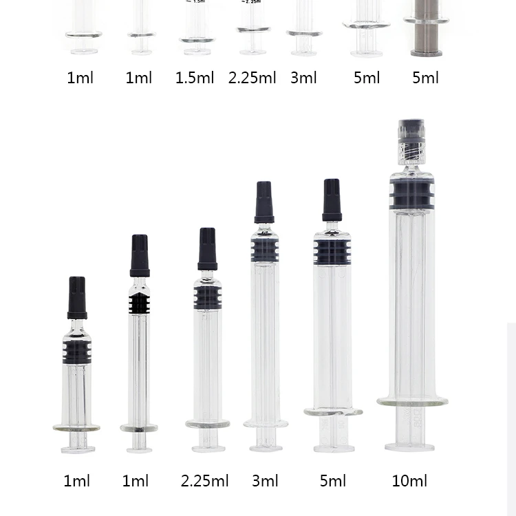 Medical Cosmetic Beauty 5ml 10ml Glass Syringe with Luer Lock,Glass Syringe 1ml With Plastic Plunger Rod and Metal Plunger Rod