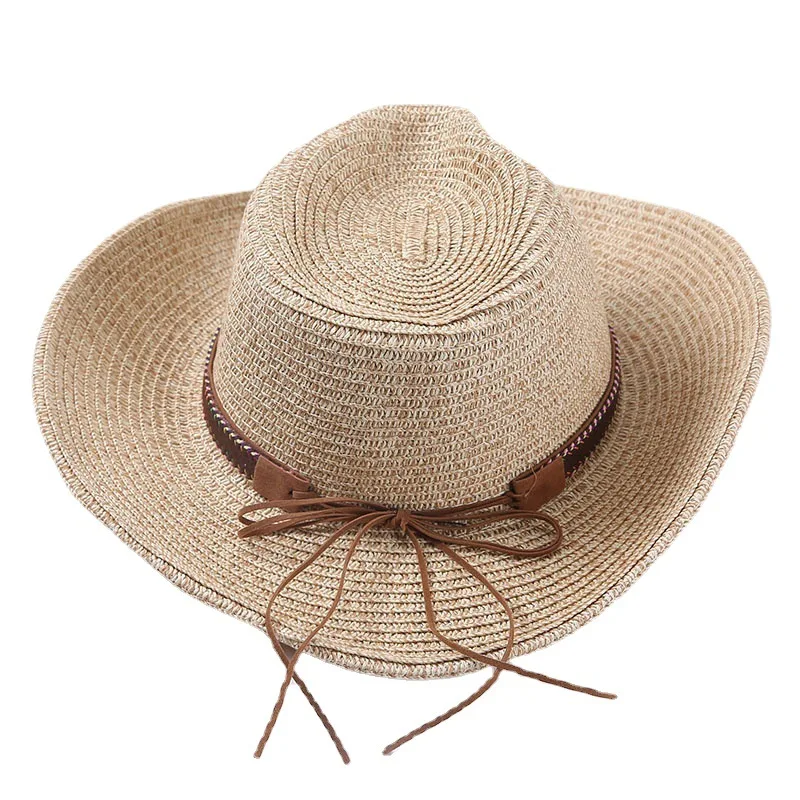 Соломенная шляпа для улицы, дышащий солнцезащитный козырек, складная мужская летняя Панама от солнца, корейский дорожный тренд, бумажная соломенная ковбойская шляпа