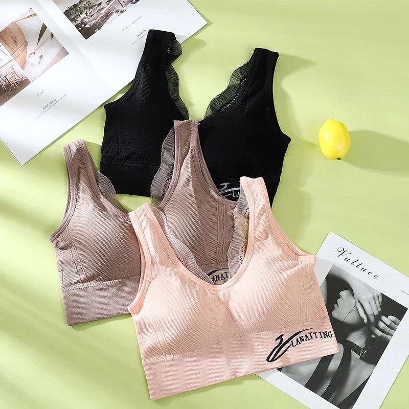 2021 spring and autumn Japanese V-neck lace French wrapped chest tube vest can be worn with chest pad sexy gathered underwear