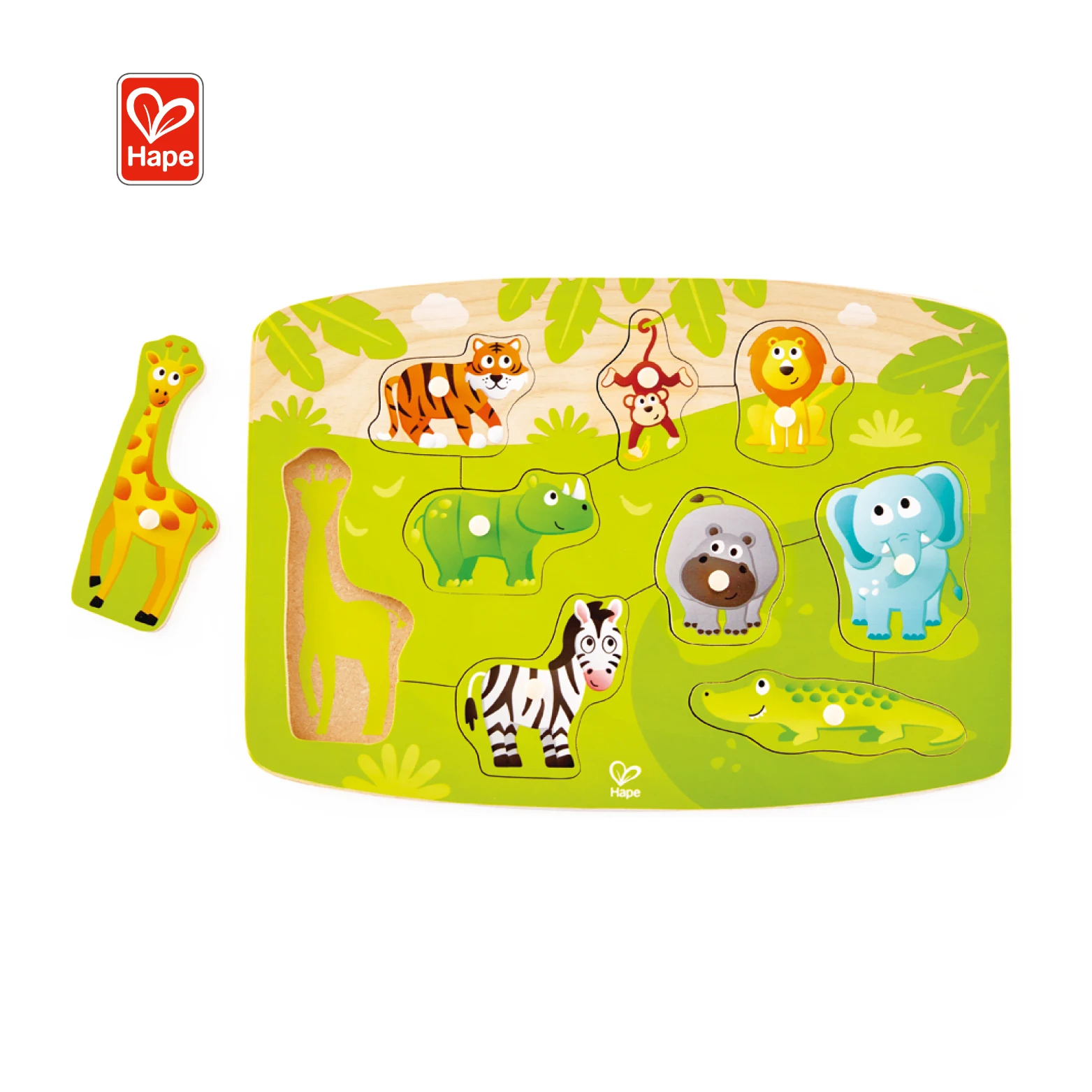 Hape Jungle Peg Education Finger Grasping  Puzzle Jigsaw Wooden Puzzle Toys educational toy for kids