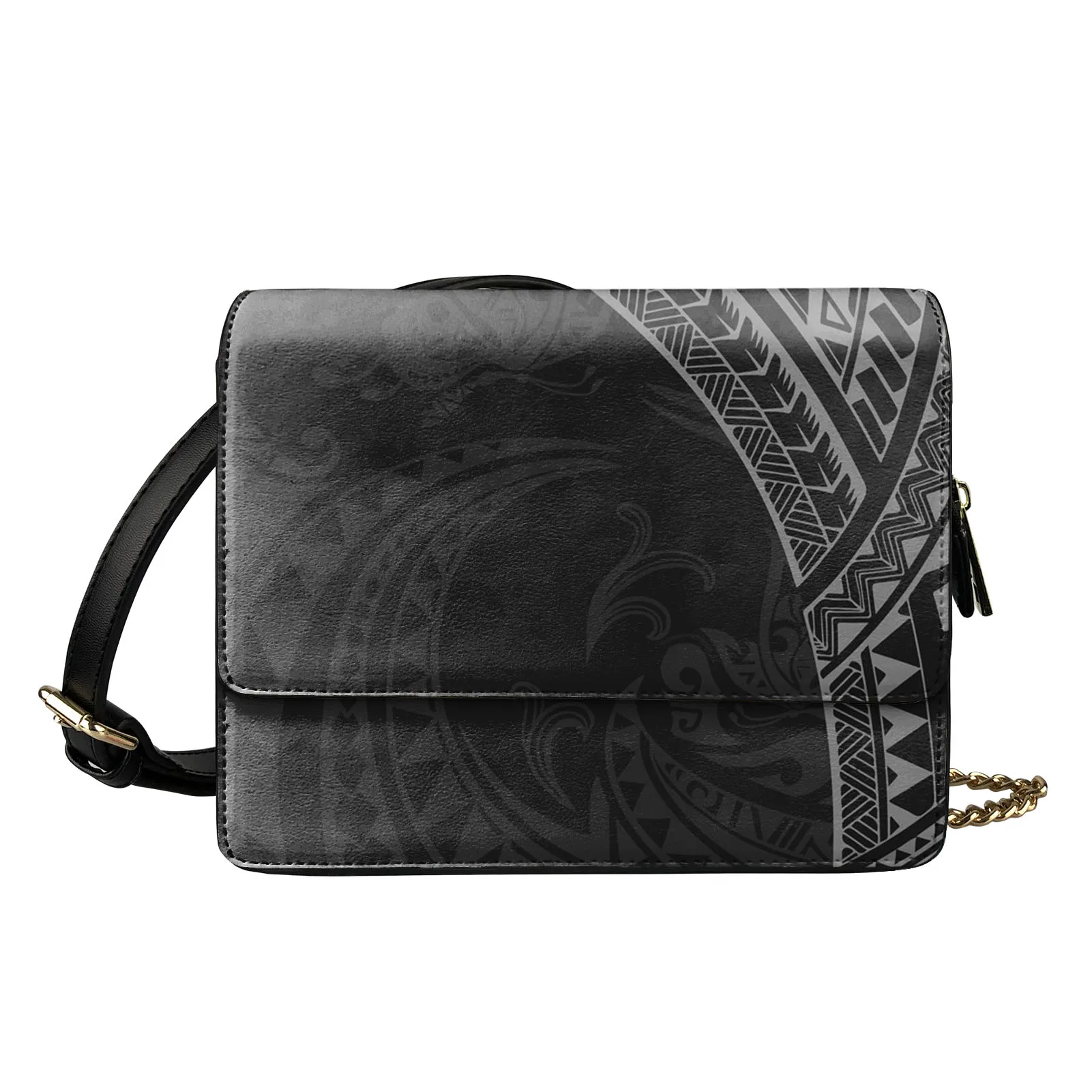 
Chain Strap Pu Leather Crossbody Single Shoulder Bag for Women Unique Tonga Polynesian Tribal Woman Ladies Messenger Handbags 