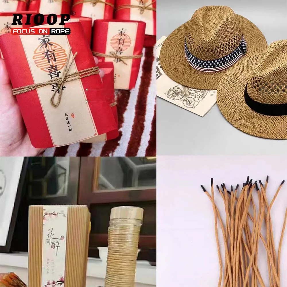 RIOOP Biodegradable Customized  Colored Raffia Paper Rope Raffia Ties Paper Twist Paper Twine Ribbon Garden DIY 1mm 2mm 3mm