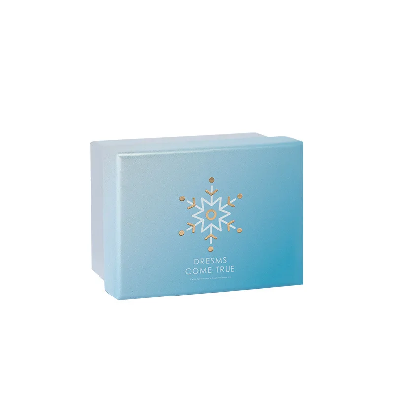 China manufacture transparent window lid shining blue card board clear storage packing box with ribbon for gift