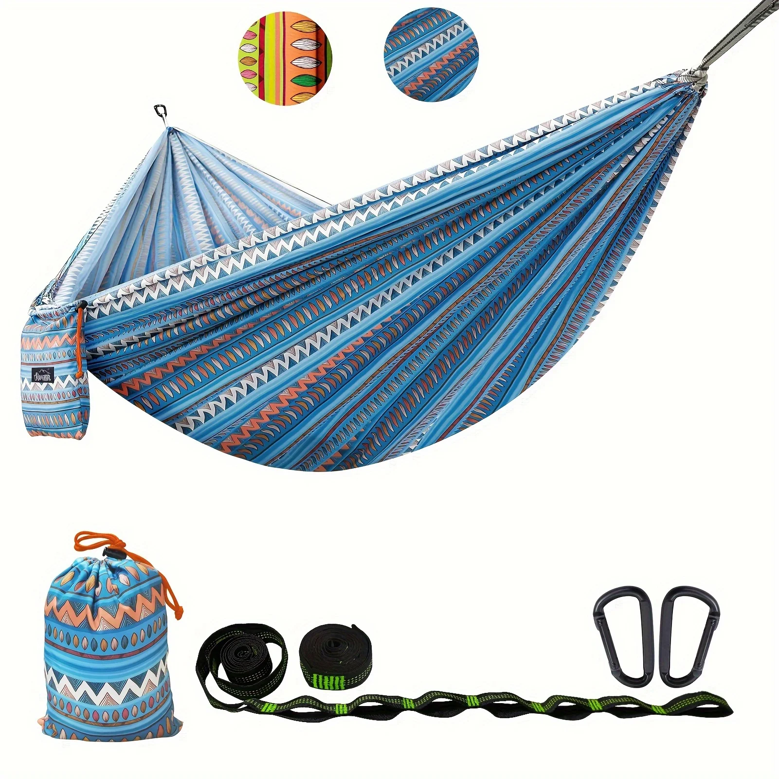 Outdoor Ultralight Nylon Parachute Bohemian Style Pattern Camping Swing Hammock Hanging Bed