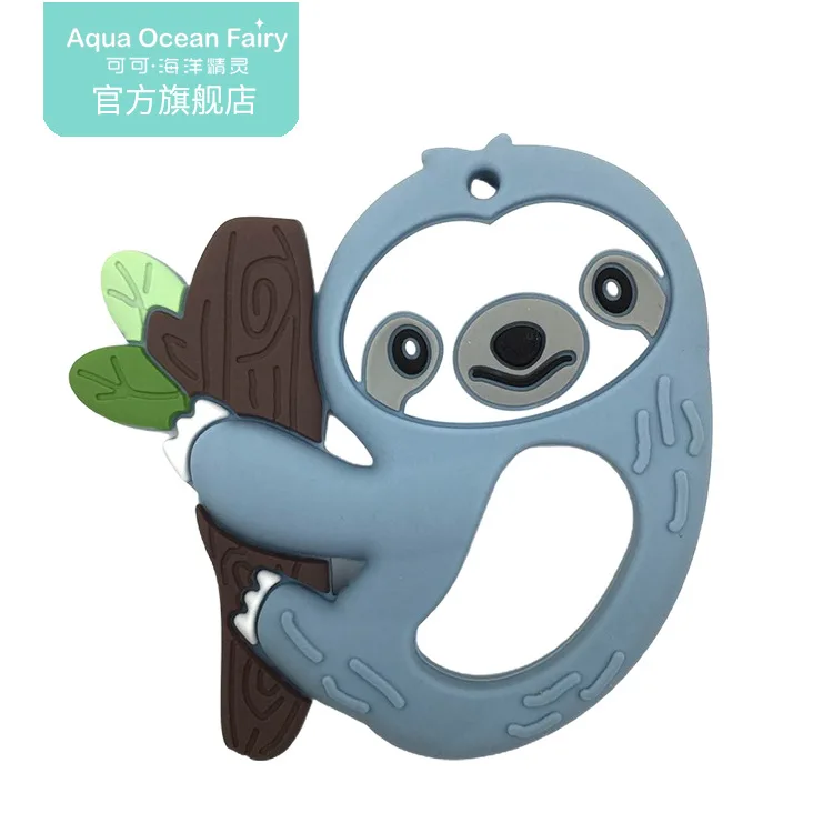 Amazon Hot Selling Food Grade Animal Sloth Shape Silicone Baby Teether