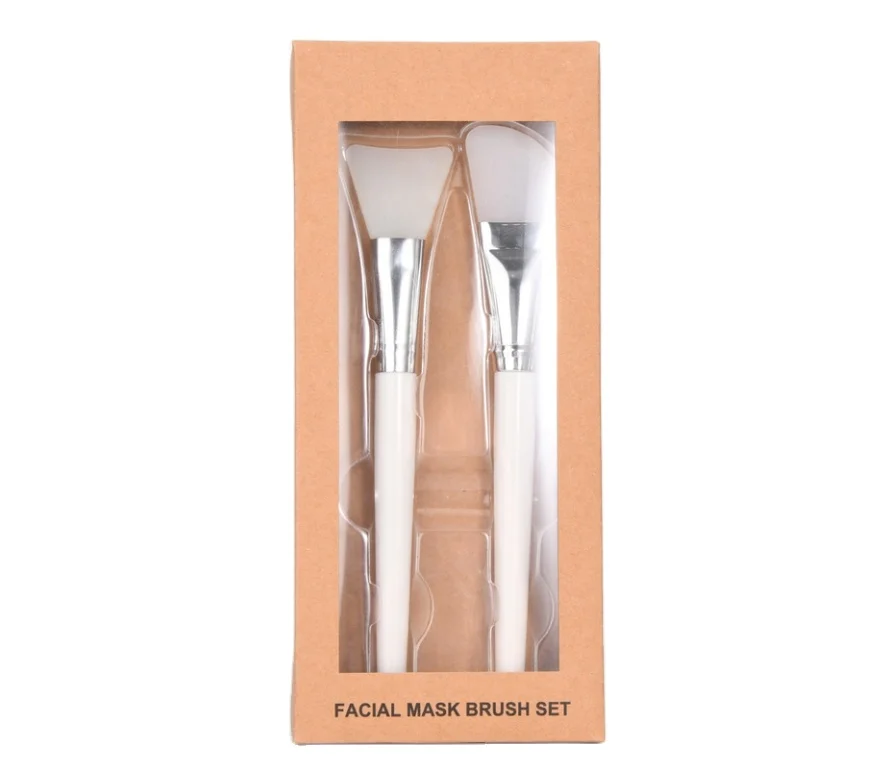 Cheaper Shipping Cosmetic Spatula Spoon Flat Silicone Facial Brush Face Mask Applicator 2 piece set