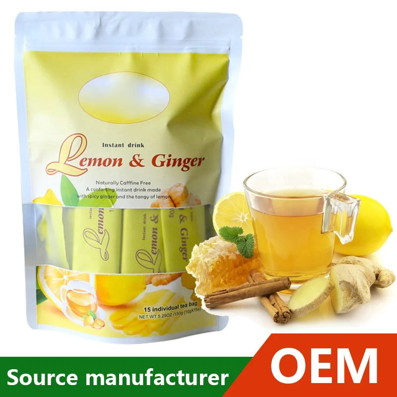 Private label lemon ginger honey tea dispelling cold warming stomach and supplementing blood menstruation woman lemon ginger tea