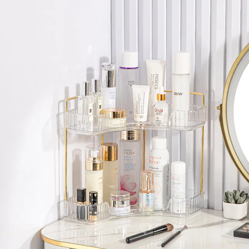 Light luxury 2-Tier storage rack Corner Shelf Organizer Cosmetics Bathroom jewelry desktop Storage