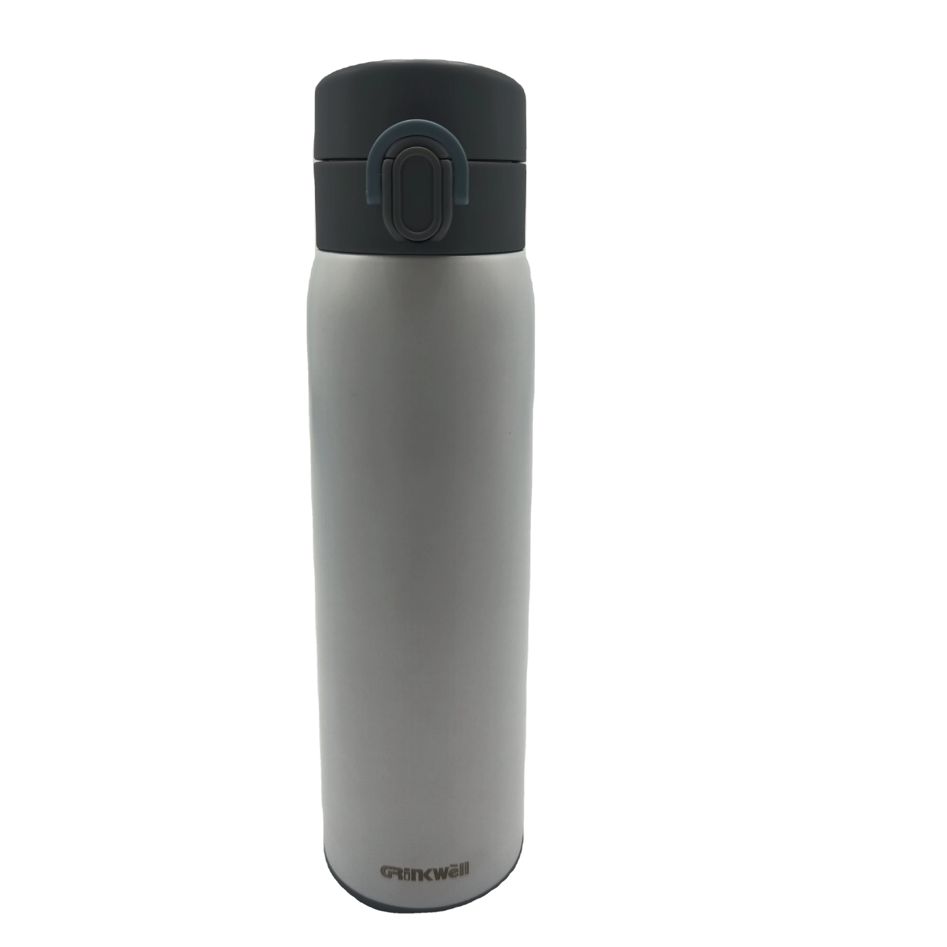 Grinkwell 450ml Double Wall Stainless Steel Water Bottle Insulated High Quality Drinking Bottle Travel Mug with Button Lock