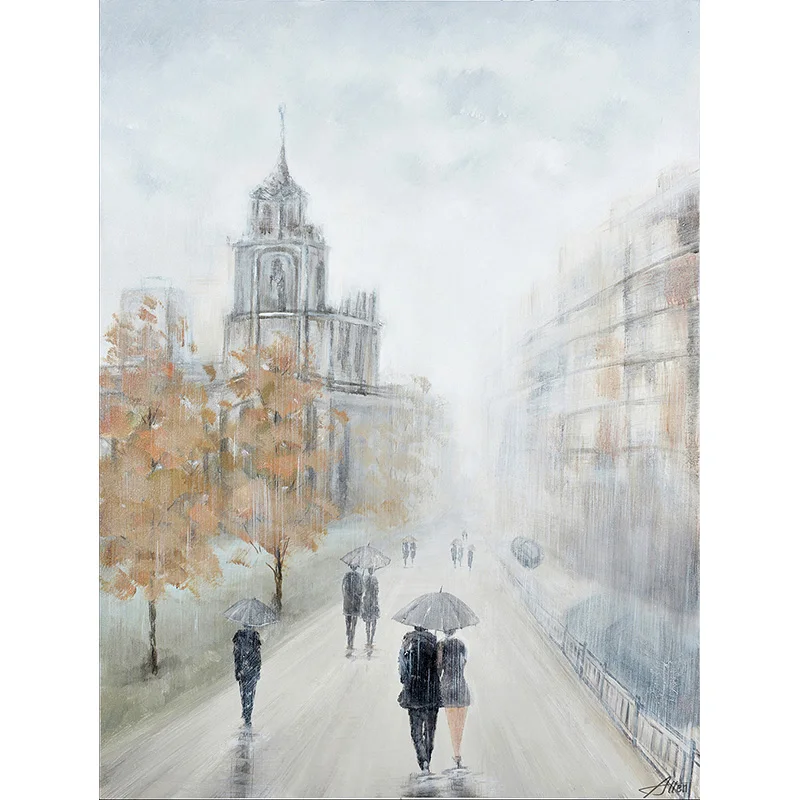 Wholesale Abstract Modern Decorative Wall Paintings Raining Day Lovers for Living room Bedroom Ready to Hang