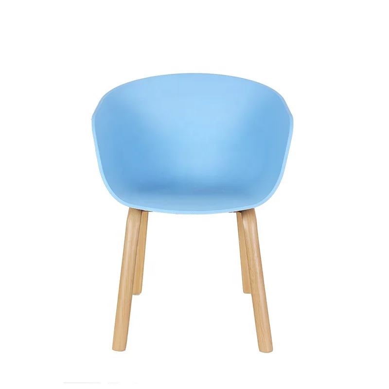 Wholesale popular home furniture colorful plastic dining room chairs Plastic armrest dining chair wood leg coffee chair