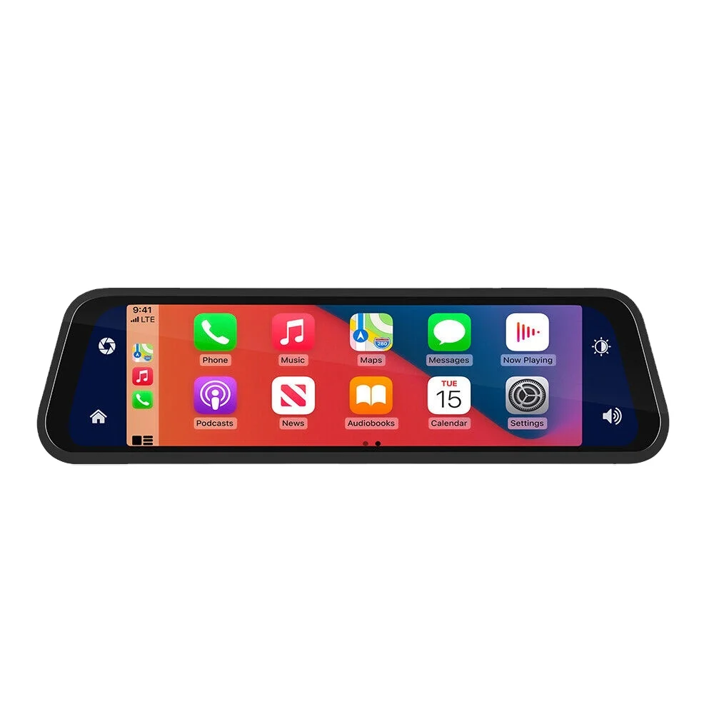 IPoster 9.66in HD CarPlay видеорегистратор Встроенный GPS зеркало со встроенным установлен 1080P видео плеер в режиме циклической записи