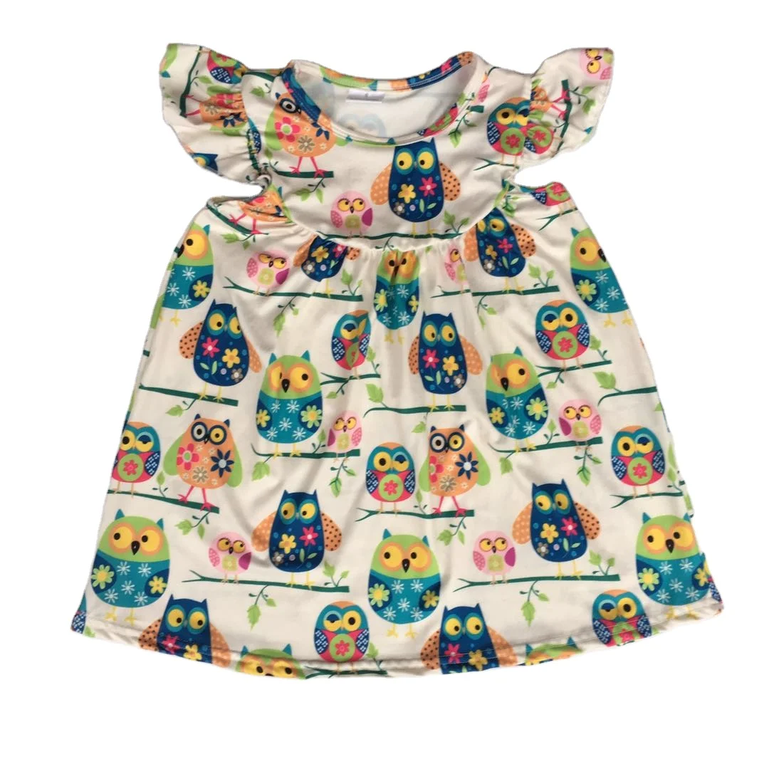 Wholesale New Design flutter sleeve Girls Clothing baby girl princess dresses  3months to 3yrs