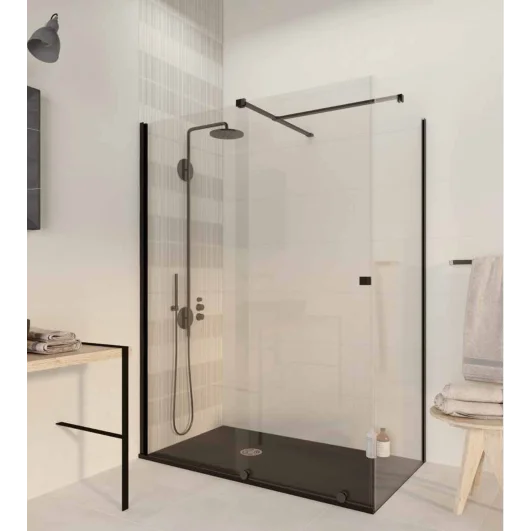 Home bathroom black framed walk in tempered glass shower panel/ glass door shower enclosures