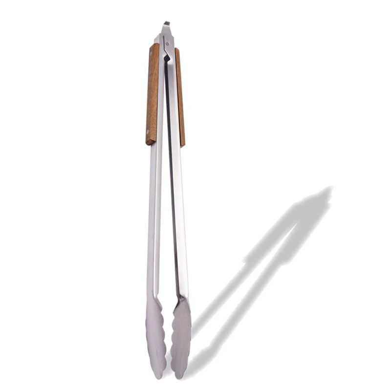Новый деревянной ручкой термостойкие Пикник кухня специальные приготовления пищи щипцы для гриля для кухни из нержавеющей стали для барбекю щипцы