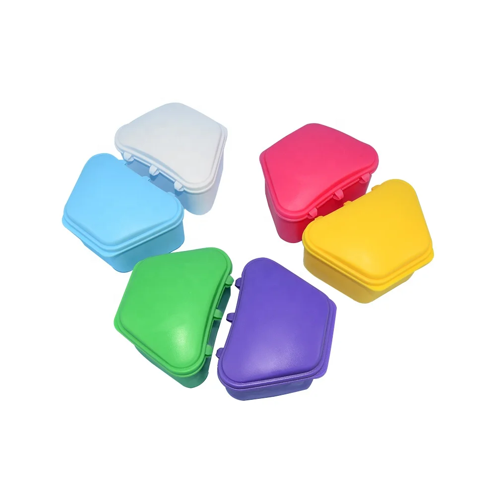 Custom plastic orthodontic denture cleaner box denture bath case uv denture case with mirror and basket