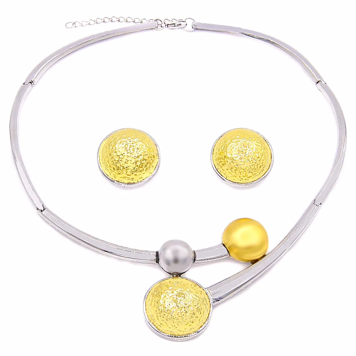  Yulaili New White Gold Plated Collection Beautiful Jewelry Set Yellow Round Pendant Necklace Earring Women Elegant