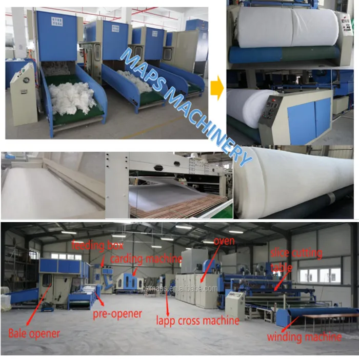 Non-woven multi-storage cotton blending machine Quilt pillow Mattress  wadding thermal bond Production Line