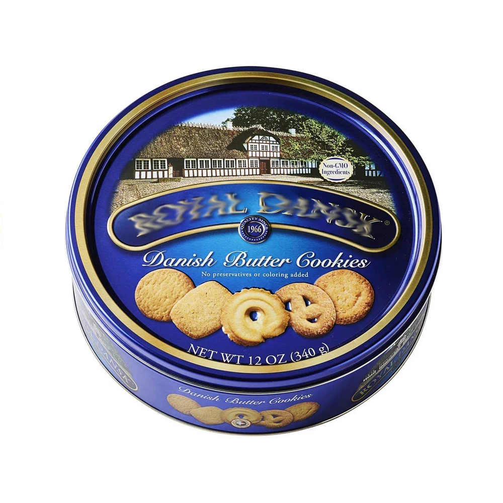 High Quality Custom Cookie Tins Round Metal Can For Cookies Storage Christmas Tin Box For Gift Candy Cookie Tin Box Package