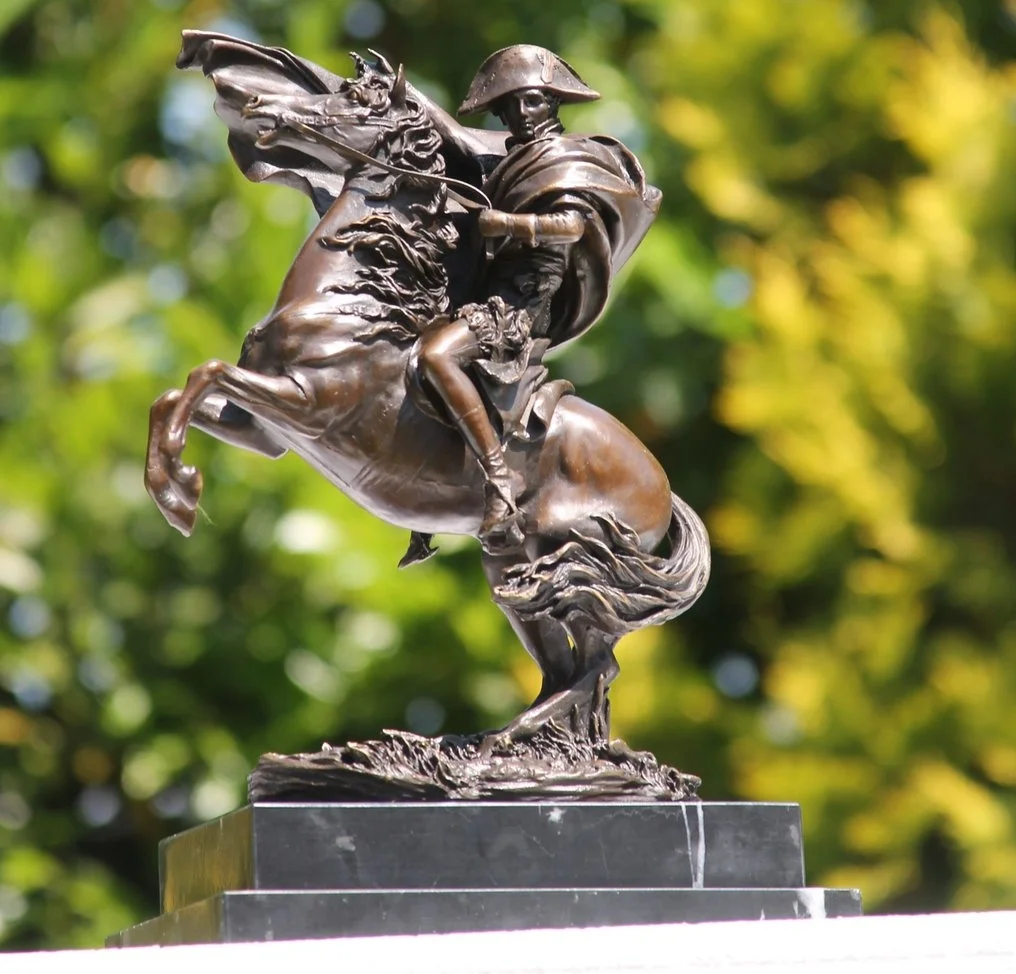 Shengye outdoor garden decorative stone carving famous hand-carved sunset red marble Napoleon riding sculpture park ornaments