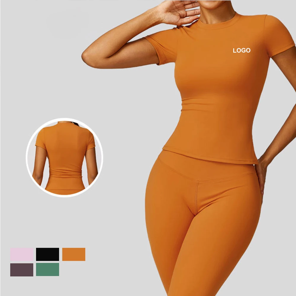 OEM2024 New Custom Quick Dry Gym Wear Sports Short Sleeved Tops T Shirt Sexy Outdoor Fitness Yoga Suit Wear Woman Workout Shirts