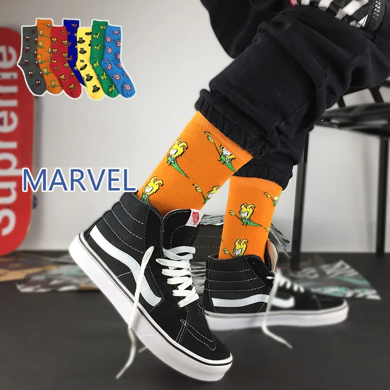  Носки SX с героями мультфильмов marvel хлопковые удобные носки веселым платьем оптовая продажа модные короткие для мужчин и