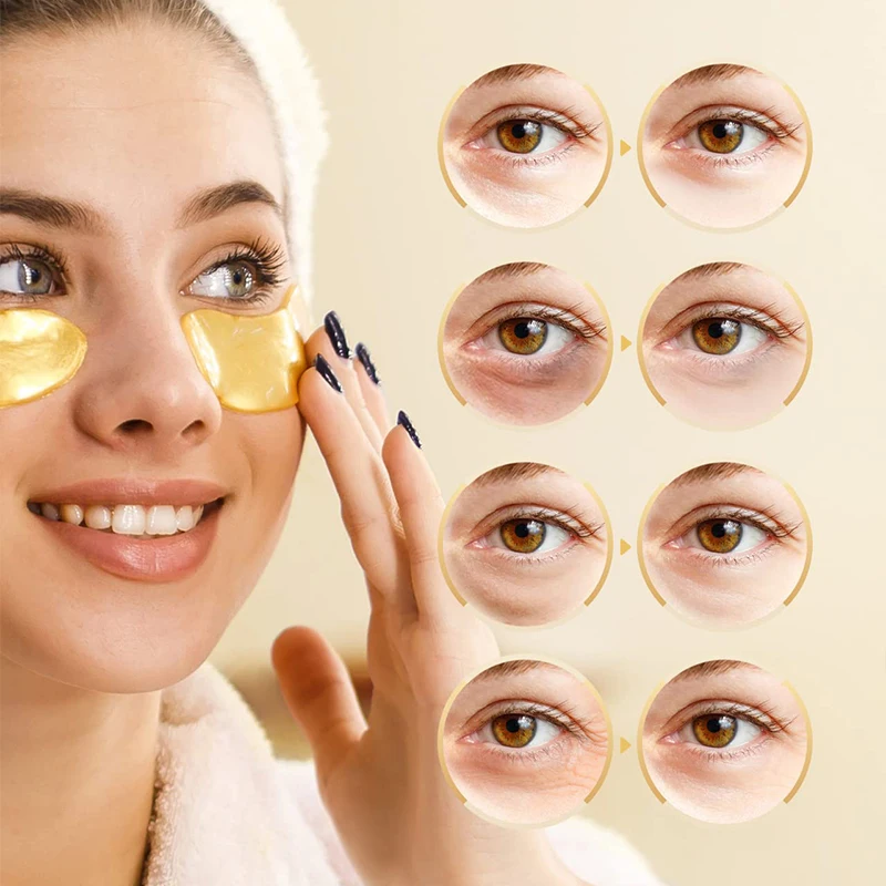 custom logo treatment dark circles puffy cooling wrinkles under eye patches 24k gold eye mask with amino acid collagen
