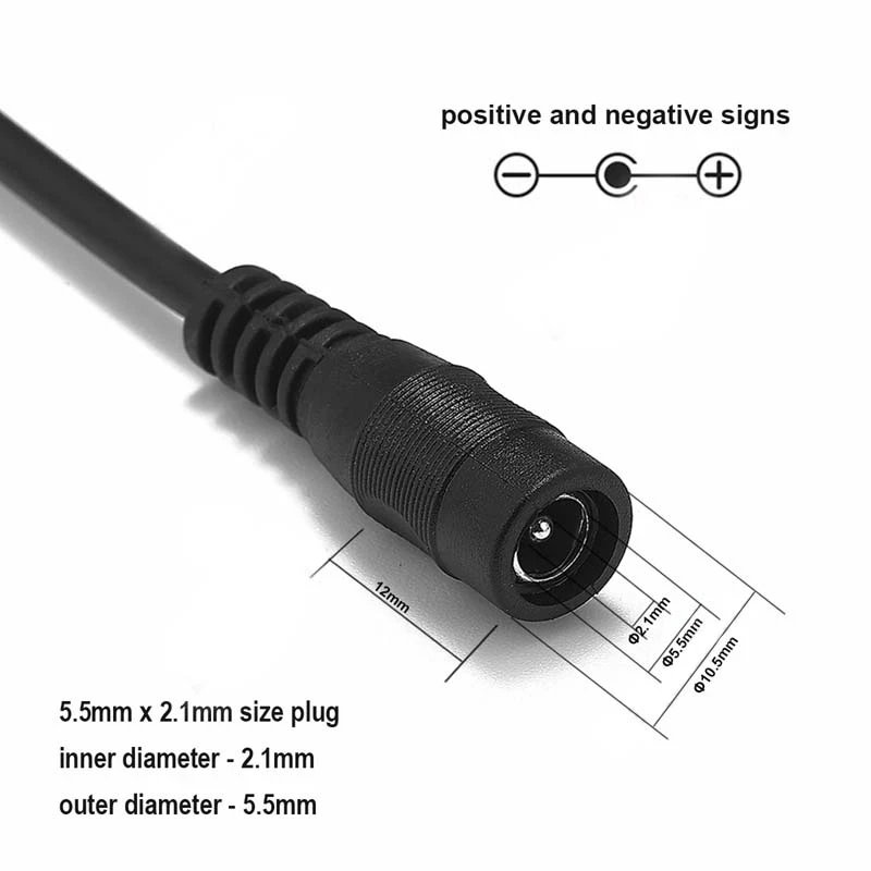 DC 12V Male Female Connector Cable 5.5mm2.1mm Power Plug Wire 2PIN Pigtail Connect Cord For LED Strip Light CCTV Camera Router