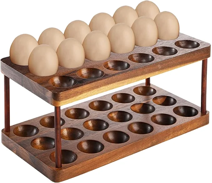 Wooden storage box Egg Holder kitchen Eggs Storage basket kitchen wood eggs display tray