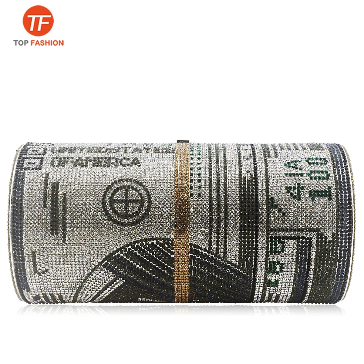 2020 денег ролл вечерние сумки набор для рисования с круглыми камнями и полотном цилиндрической формы US $100 доллар с украшением в виде кристаллов клатч для вечеринки
