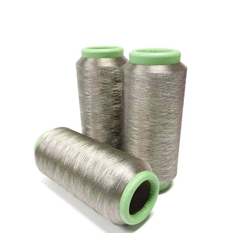 Silver Fiber Yarn Disinfect Anti-static Antiradiation Shielding Antistatic ESD Silver Fiber Yarn for Fabric Garment Cloth