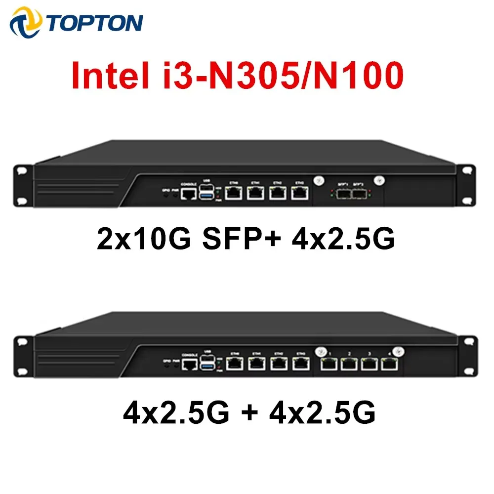 1U Rack Firewall Appliance 2x10G SFP+ 4x i226-V 2.5G Intel i3-N305 N100 DDR5 mSATA Network Router Mini PC Server AES-NI