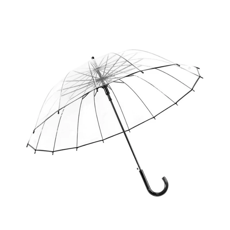 The Best Price 16 Ribs 23 inch Transparent Umbrella Clear Straight Umbrella