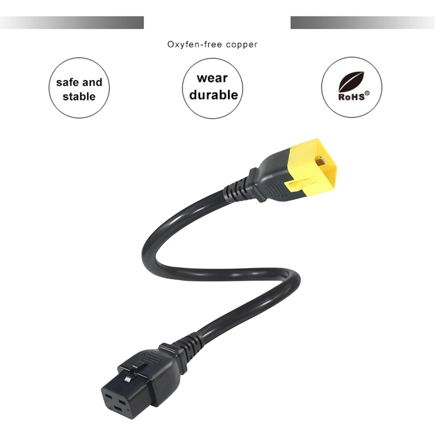 250V Pvc Rubber Jacket Power Extension Cord Iec320 C19 To C20 Ac Power Cord Heavy Duty Cable Connector