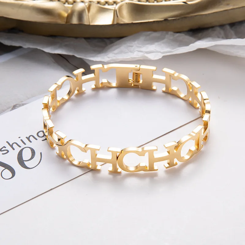 2022 Fashion Jewelry CH Letter Stainless Steel Bracelets & Bangles For Women Designer