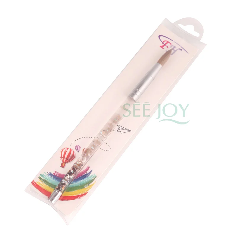 Manicure Supplies Nail Art Brush Round 100% Kolinsky Sable Acrylic Nails Brush with Wood Handle