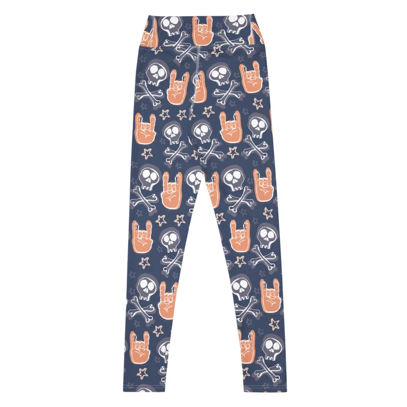 Manufacture Quality Four Ways Stretch Skinny Tights Ultra Soft High Waist Women Pants Rock Pop Girls Skulls Teenager Leggings